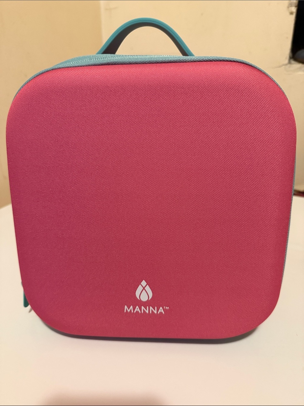 Manna Pink Cosmetic Travel Case with Teal Trim